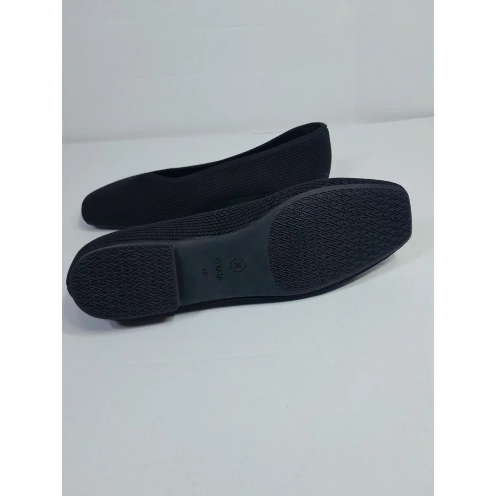 VIVAIA Margot Square Toe V-Cut Ballet Flats. Black. Size 43, US 11. VGUC.